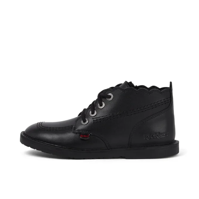 Adlar Hi Scallop Lederstiefel für Mädchen, schwarz