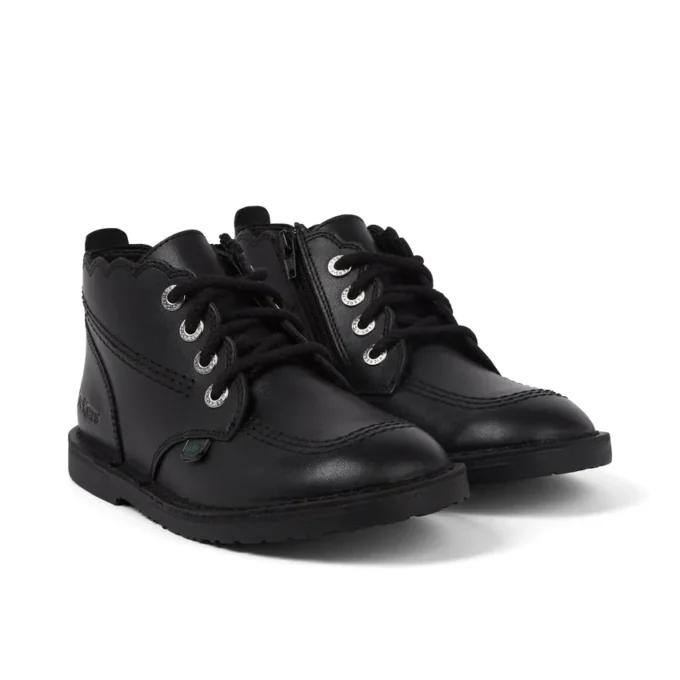 Adlar Hi Scallop Lederstiefel für Mädchen, schwarz