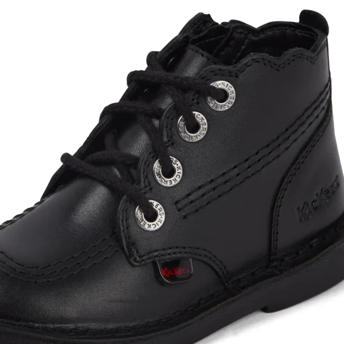 Adlar Hi Scallop Lederstiefel für Mädchen, schwarz