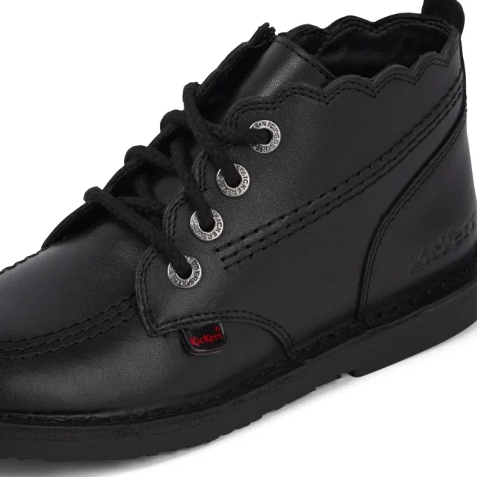 Adlar Hi Scallop Lederstiefel für Mädchen, schwarz