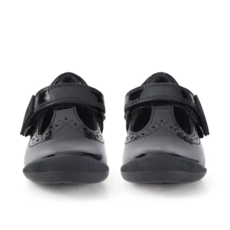 Bridie Brogue T-Vel Lackleder für Mädchen, schwarz