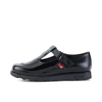 Damen Fragma T-Buckle Lackleder Schwarz