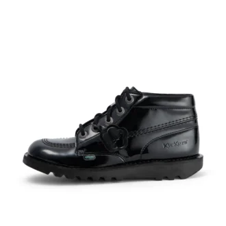 Jugend-Damen-Kick Hi-Leder-Alternative-Lackleder-Schwarz