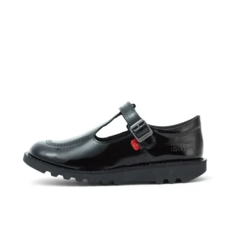 Jugend Damen Kick T-Bar Lackleder Schwarz