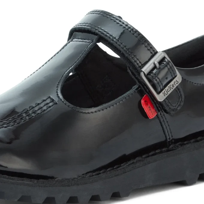 Jugend Damen Kick T-Bar Lackleder Schwarz Jugend Damen Kick T-Bar Lackleder Schwarz