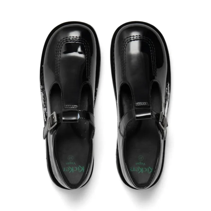 Jugend Damen Kick T-Bar Lederalternative Lackleder Schwarz Jugend Damen Kick T-Bar Lederalternative Lackleder Schwarz
