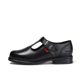 Jugend Damen Lach T-Bar Leder Schwarz