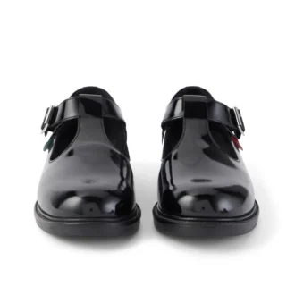 Jugend Damen Lach T-Bar Leder Schwarz