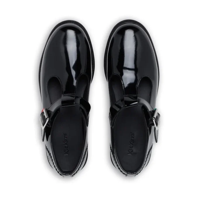 Jugend Damen Lach T-Bar Leder Schwarz Jugend Damen Lach T-Bar Leder Schwarz