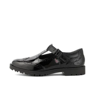 Jugend-Damen Lachly Brogue T-Bar Lackleder Schwarz