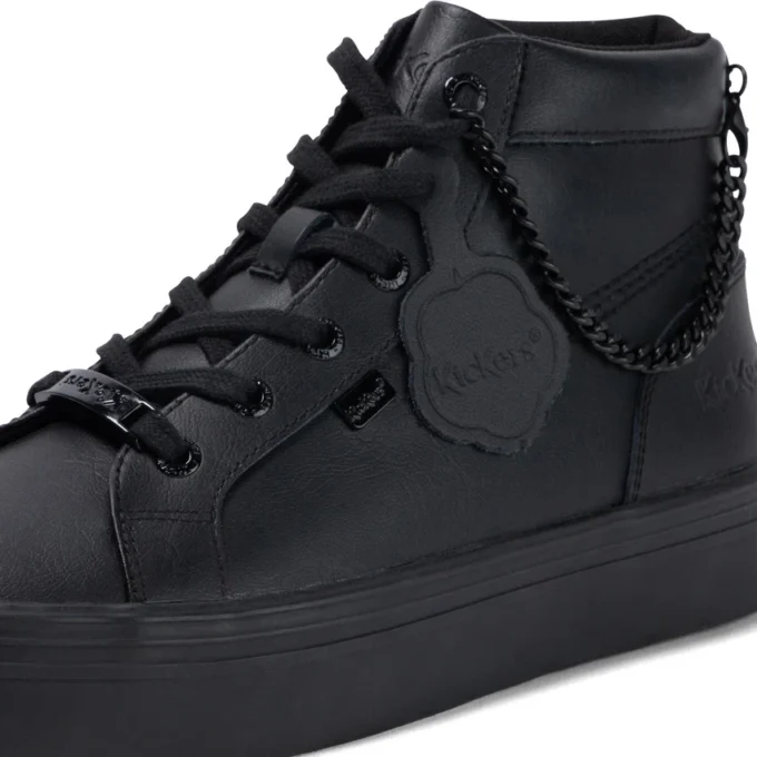 Jugend Damen Tovni Hi Stack Chain Leder Schwarz Jugend Damen Tovni Hi Stack Chain Leder Schwarz