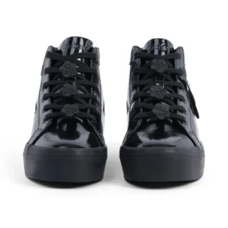 Jugend Damen Tovni Stack Hi Flower Lackleder Schwarz