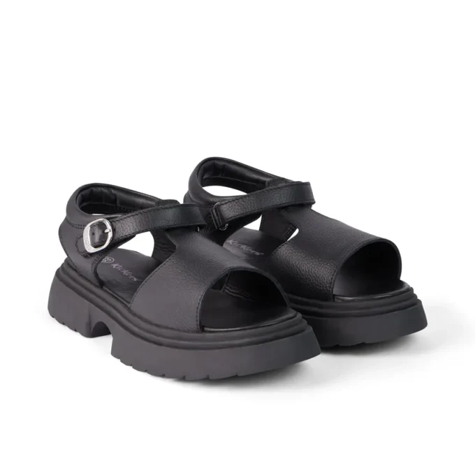 Jugend-Damenschuhe Kenzi Ledersandalen Schwarz Jugend-Damenschuhe Kenzi Ledersandalen Schwarz