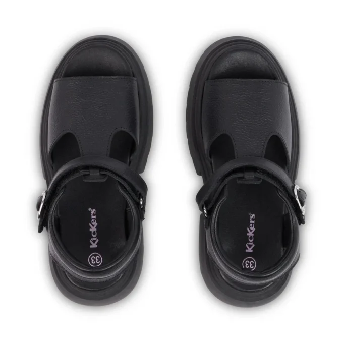 Jugend-Damenschuhe Kenzi Ledersandalen Schwarz Jugend-Damenschuhe Kenzi Ledersandalen Schwarz