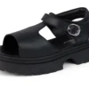 Jugend-Damenschuhe Kenzi Ledersandalen Schwarz Jugend-Damenschuhe Kenzi Ledersandalen Schwarz