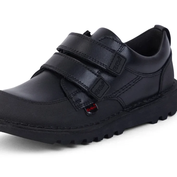 Junior Boys Kick Scuff Twin Leder Schwarz Junior Boys Kick Scuff Twin Leder Schwarz