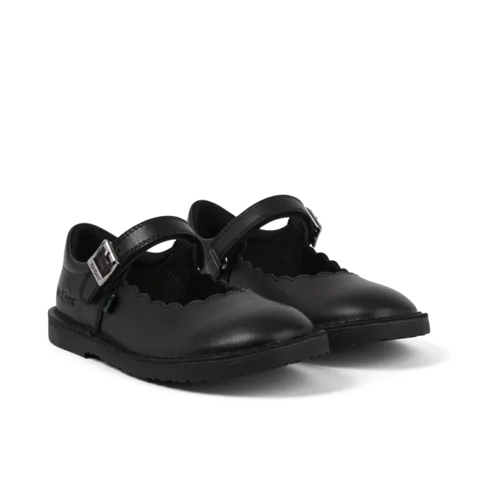 Junior Mädchen Adlar MJ Scallop Leder Schwarz Junior Mädchen Adlar MJ Scallop Leder Schwarz