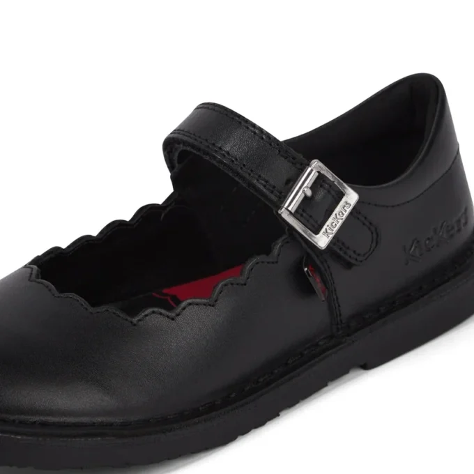 Junior Mädchen Adlar MJ Scallop Leder Schwarz Junior Mädchen Adlar MJ Scallop Leder Schwarz
