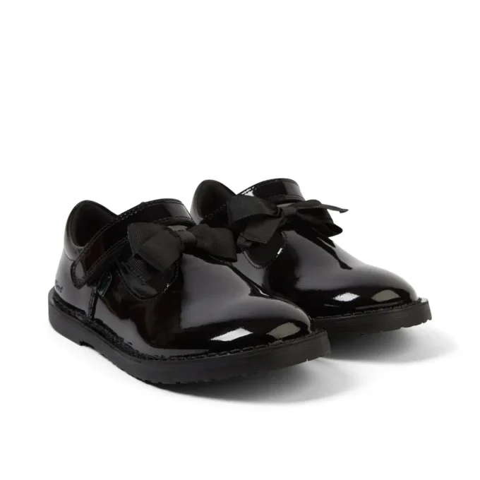 Junior Mädchen Adlar T-Bar-Schleifenstiefel aus Lackleder, schwarz Junior Mädchen Adlar T-Bar-Schleifenstiefel aus Lackleder, schwarz