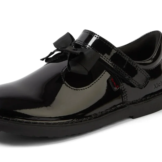 Junior Mädchen Adlar T-Bar-Schleifenstiefel aus Lackleder, schwarz Junior Mädchen Adlar T-Bar-Schleifenstiefel aus Lackleder, schwarz