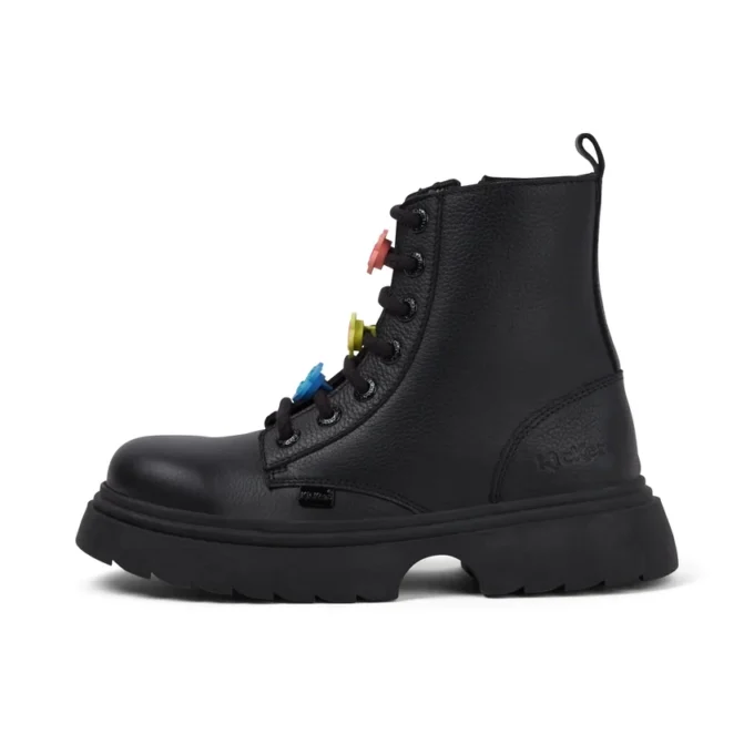 Junior Mädchen Kenzi Stiefel Charm Leder Schwarz