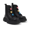 Junior Mädchen Kenzi Stiefel Charm Leder Schwarz