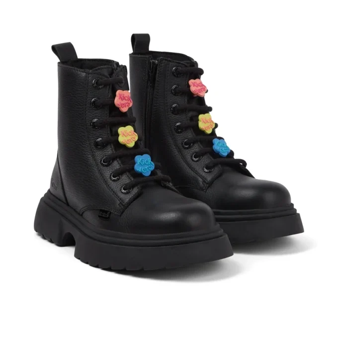 Junior Mädchen Kenzi Stiefel Charm Leder Schwarz