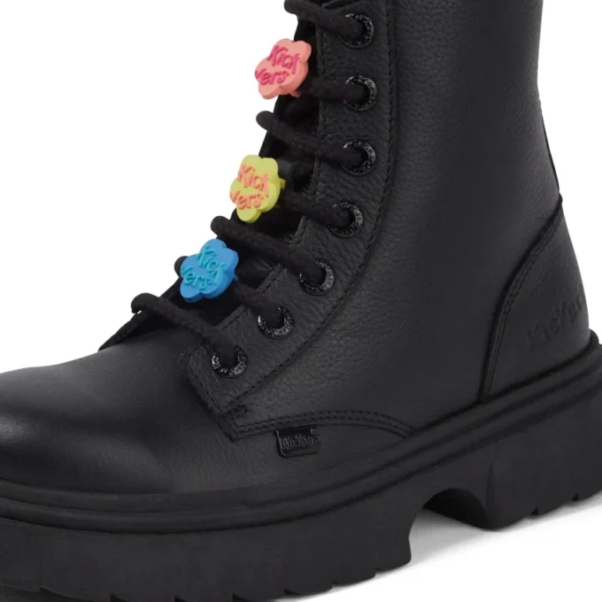 Junior Mädchen Kenzi Stiefel Charm Leder Schwarz
