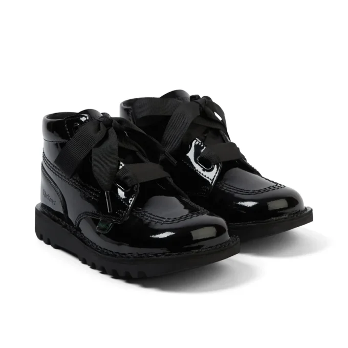 Junior Mädchen Kick Hi Ribbon Lackleder Schwarz