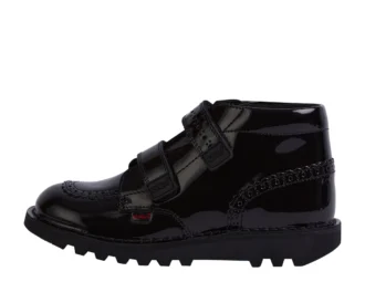 Junior Mädchen Kick Hi Vel Brogue Lackleder Schwarz