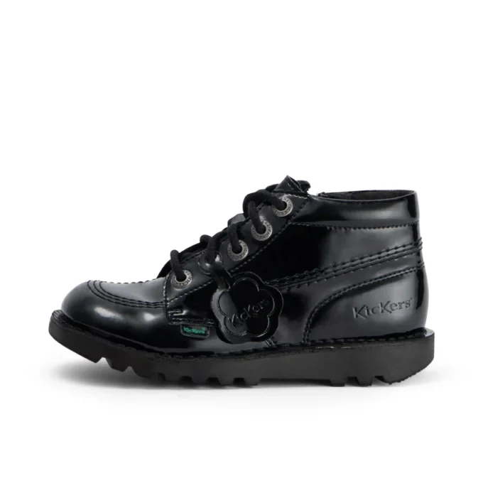 Junior Mädchen Kick Hi Zip Lederimitat Lackleder Schwarz