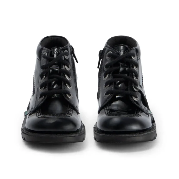 Junior Mädchen Kick Hi Zip Lederimitat Lackleder Schwarz