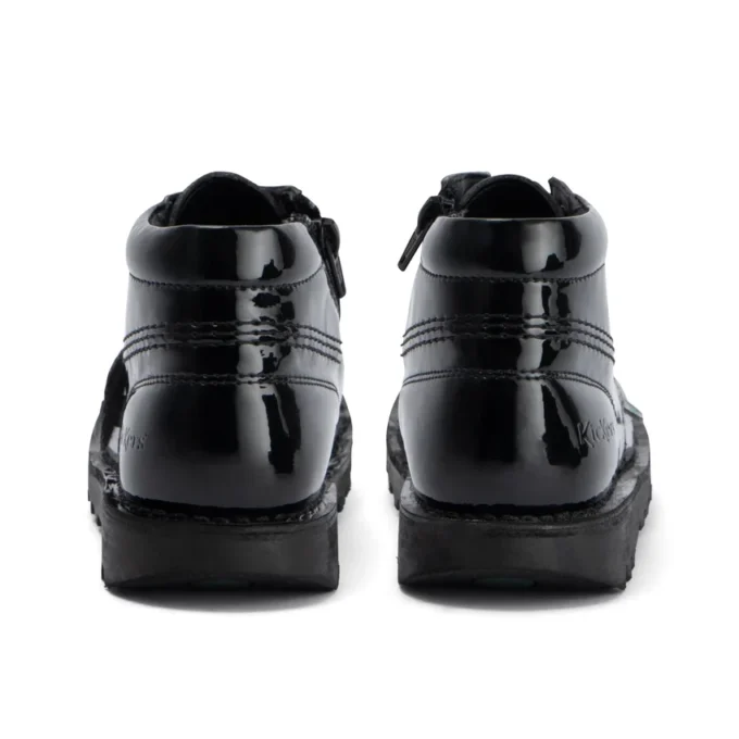 Junior Mädchen Kick Hi Zip Lederimitat Lackleder Schwarz