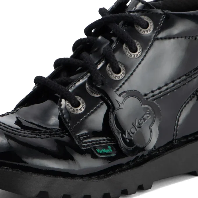Junior Mädchen Kick Hi Zip Lederimitat Lackleder Schwarz