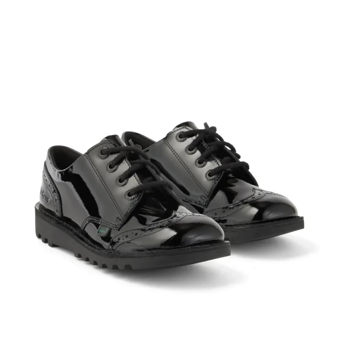 Junior Mädchen Kick Lo Brogue Lackleder Schwarz Junior Mädchen Kick Lo Brogue Lackleder Schwarz