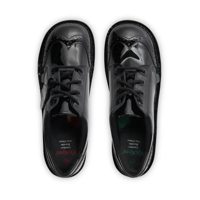 Junior Mädchen Kick Lo Brogue Lackleder Schwarz Junior Mädchen Kick Lo Brogue Lackleder Schwarz
