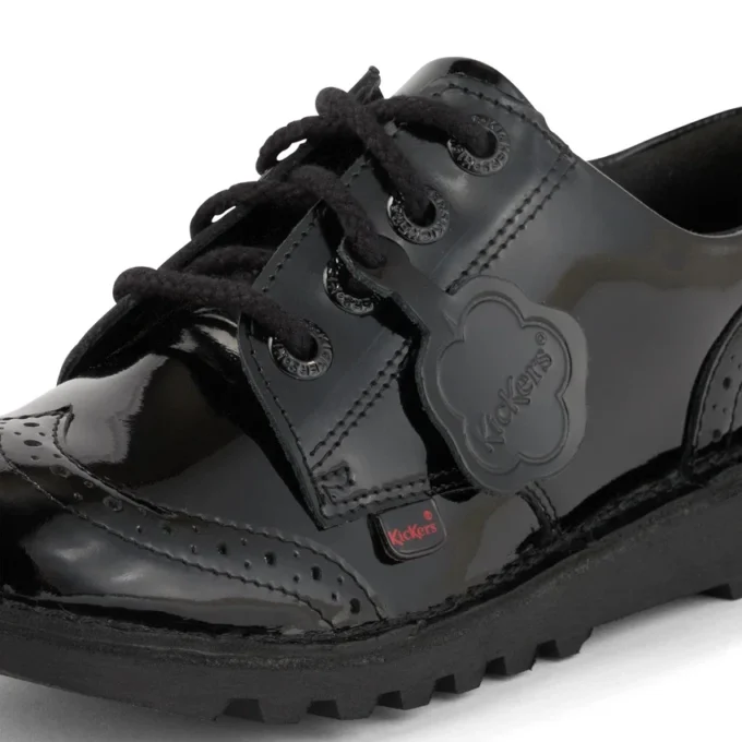 Junior Mädchen Kick Lo Brogue Lackleder Schwarz Junior Mädchen Kick Lo Brogue Lackleder Schwarz