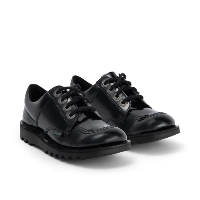 Junior Mädchen Kick Lo Lederimitat Lackleder Schwarz Junior Mädchen Kick Lo Lederimitat Lackleder Schwarz