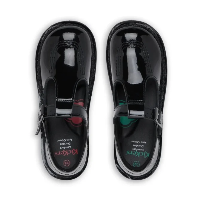 Junior Mädchen Kick T-Bar Lackleder Schwarz Junior Mädchen Kick T-Bar Lackleder Schwarz