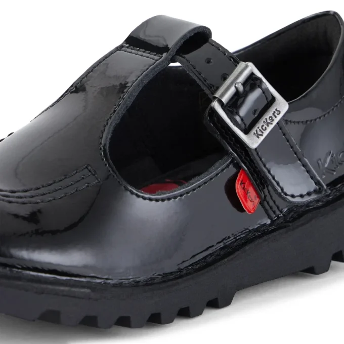 Junior Mädchen Kick T-Bar Lackleder Schwarz Junior Mädchen Kick T-Bar Lackleder Schwarz