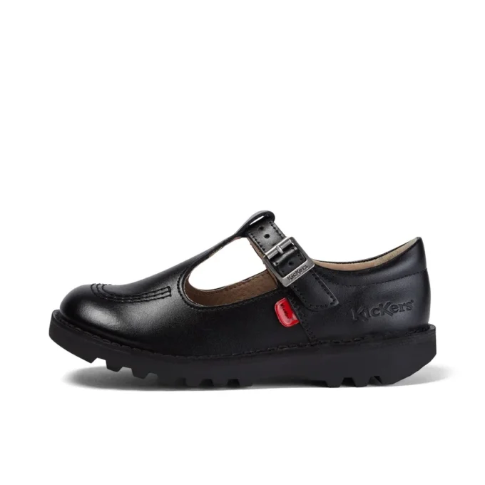 Junior Mädchen Kick T-Bar Leder Schwarz Junior Mädchen Kick T-Bar Leder Schwarz