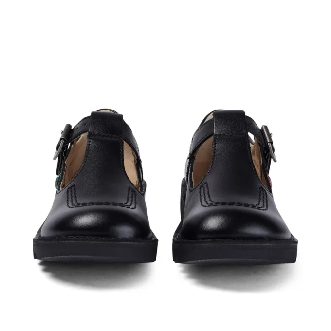 Junior Mädchen Kick T-Bar Leder Schwarz Junior Mädchen Kick T-Bar Leder Schwarz