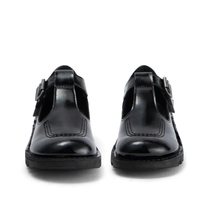 Junior Mädchen Kick T-Bar Lederalternative Lackleder Schwarz Junior Mädchen Kick T-Bar Lederalternative Lackleder Schwarz