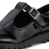 Junior Mädchen Kick T-Bar Lederalternative Lackleder Schwarz Junior Mädchen Kick T-Bar Lederalternative Lackleder Schwarz