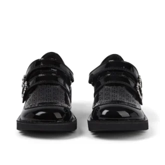 Junior Mädchen Kick T-Bar Meadow Lackleder Schwarz