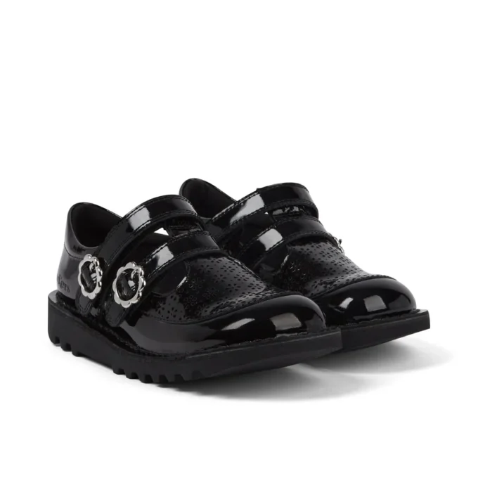 Junior Mädchen Kick T-Bar Meadow Lackleder Schwarz Junior Mädchen Kick T-Bar Meadow Lackleder Schwarz
