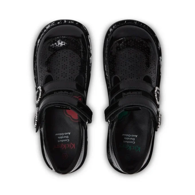 Junior Mädchen Kick T-Bar Meadow Lackleder Schwarz Junior Mädchen Kick T-Bar Meadow Lackleder Schwarz