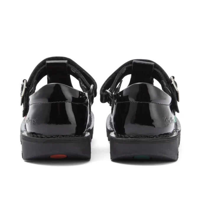 Junior Mädchen Kick T-Bar Vel Lackleder Schwarz