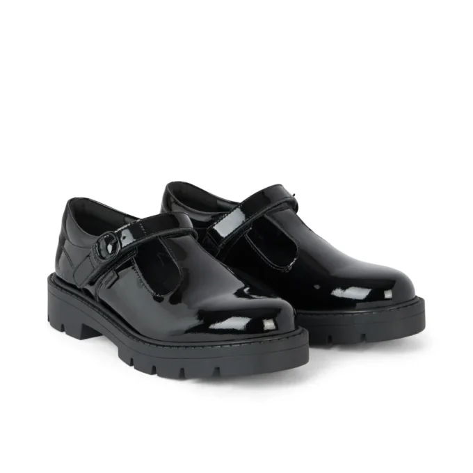 Junior Mädchen Kori T-Bar Lackleder Schwarz