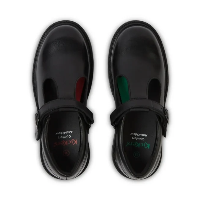 Junior Mädchen Kori T Bar Leder Schwarz Junior Mädchen Kori T Bar Leder Schwarz